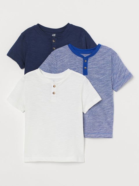 

H&M Boys 3-Pack Henley Tops, White