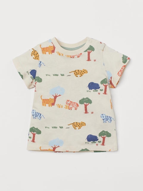 

HM Off-White Printed Cotton Pure Cotton T-shirt