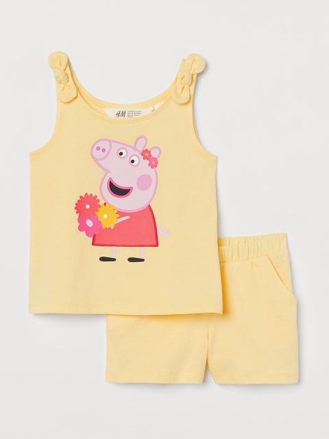 

H&M Girls Yellow 2-Piece Printed Jersey Set