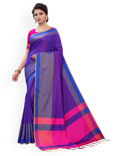

KALINI Purple Solid Poly Silk Saree