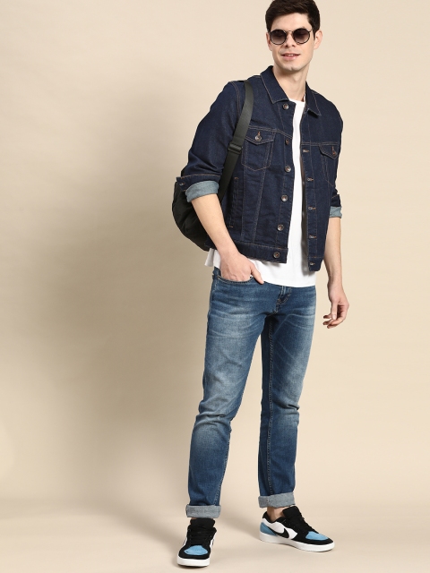 

United Colors of Benetton Men Navy Blue Denim Jacket
