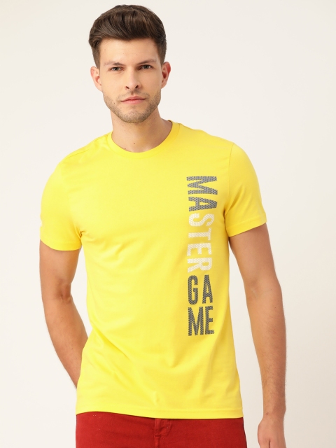 

United Colors of Benetton Men Yellow Typography Printed T-shirt
