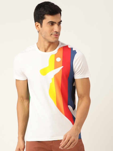 

United Colors of Benetton Men White & Red Sea Horse Printed T-shirt