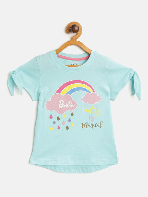 

Barbie Blue & Pink Pure Cotton Slit Sleeve Regular Top