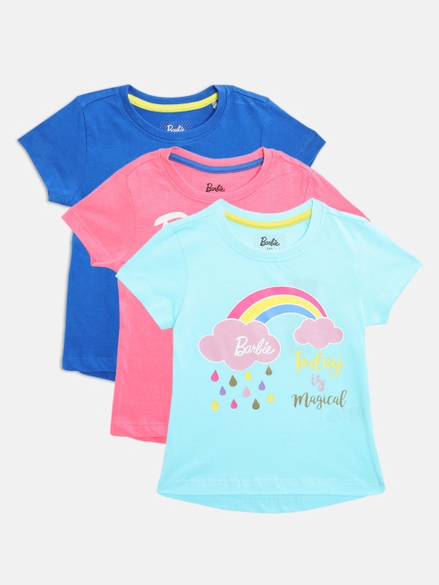 

Barbie Girls Pack of 3 Printed Pure Cotton T-shirts, Multi