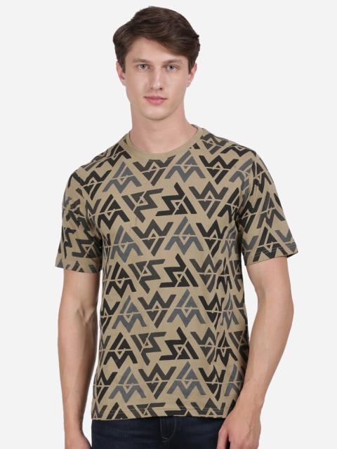 

ANTHEM Men Beige Printed Round Neck T-shirt