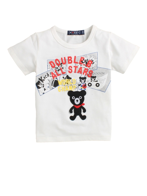 

Noddy Boys White Printed Round Neck T-shirt