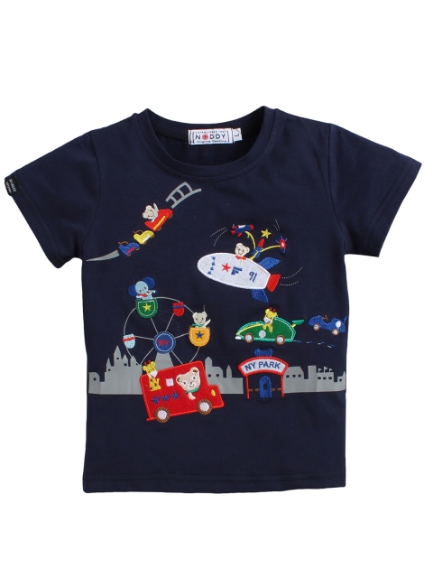 

Noddy Boys Navy Blue Printed Round Neck T-shirt