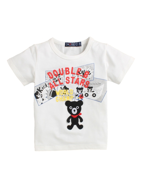 

Noddy Boys White Printed Round Neck T-shirt