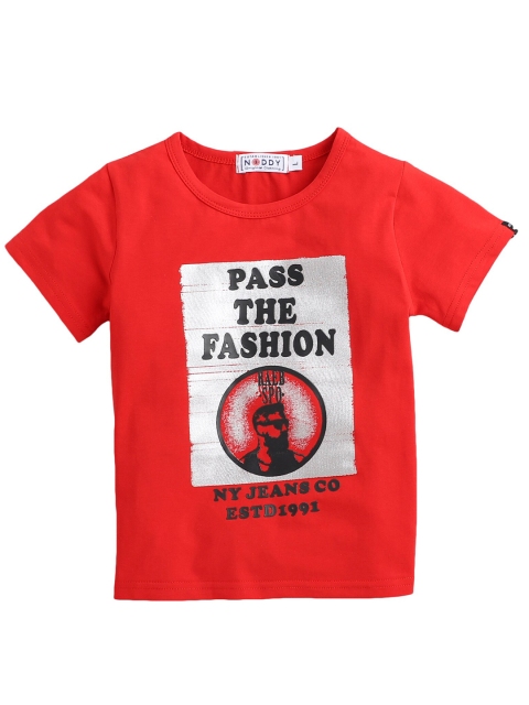 

Noddy Boys Red Printed Round Neck T-shirt