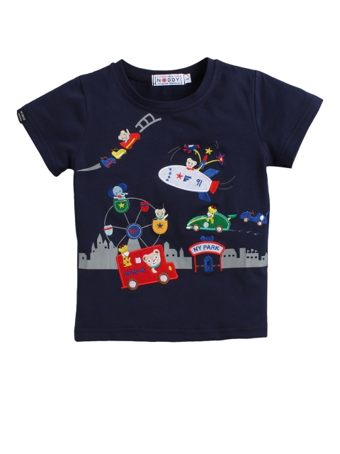 

Noddy Boys Navy Blue Printed Round Neck T-shirt