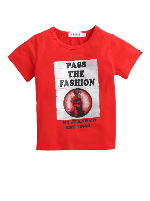 

Noddy Boys Red Printed Round Neck T-shirt