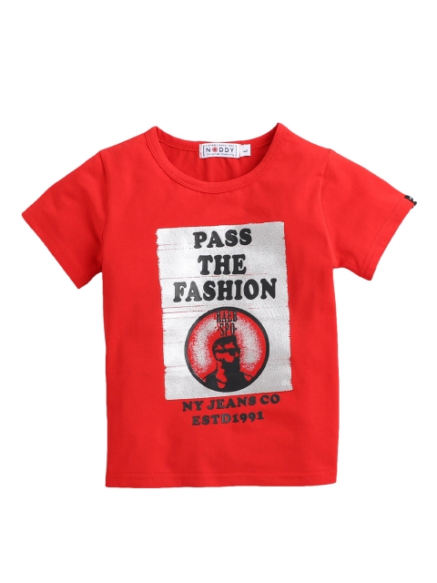 

Noddy Boys Red Printed Round Neck T-shirt