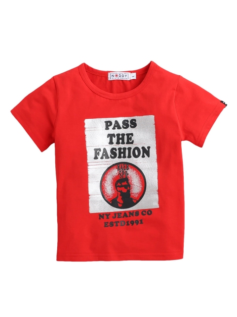 

Noddy Boys Red Printed Round Neck T-shirt
