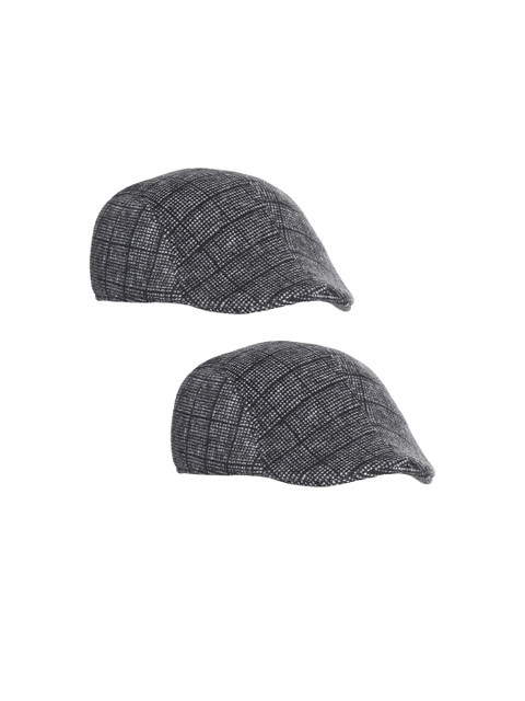 

FabSeasons Pack of 2 Unisex Black & Grey Self Design Ascot Cap
