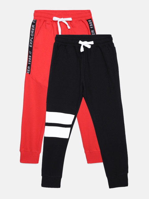 

Killer Boys Pack of 2 Black & Red Pure Cotton Joggers