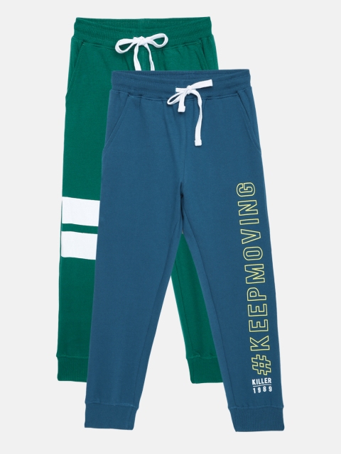

Killer Boys Pack of 2 Blue & Green Pure Cotton Joggers