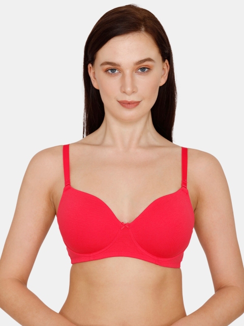 

Zivame Red Solid Non-Wired Lightly Padded T-shirt Bra