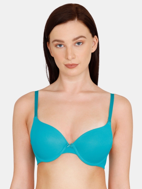 

Zivame Turquoise Blue Solid Underwired Lightly Padded Push-Up Bra
