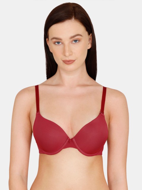 

Zivame Red Solid Underwired Lightly Padded Push-Up Bra