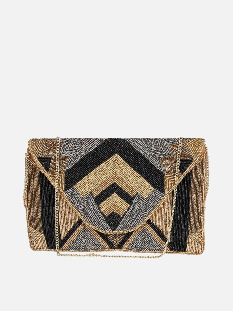 

Aditi Wasan Gold-Toned & Black Embellished Purse Clutches