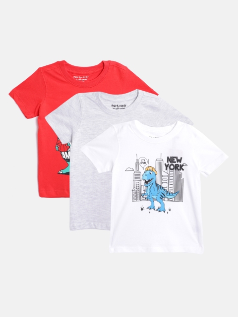 

Miss Chief Boys Pack of 3 Round Neck Pure Cotton T-shirts, White