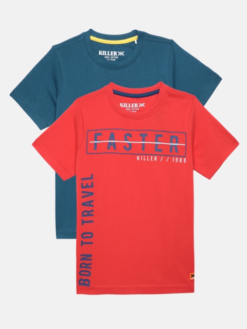 

Killer Boys Pack of 2 Pure Cotton T-shirts, Red