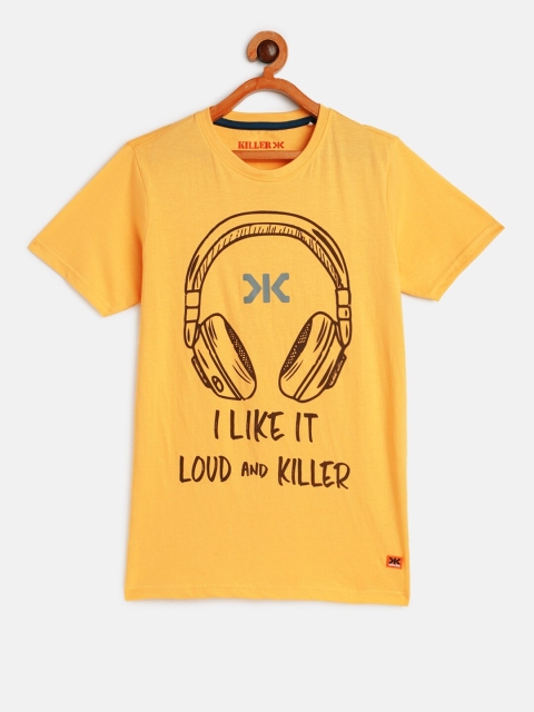 

Killer Boys Yellow Printed Pure Cotton T-shirt