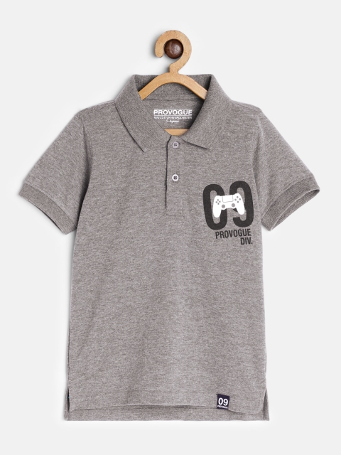 

Provogue Boys Grey Melange Polo Collar T-shirt