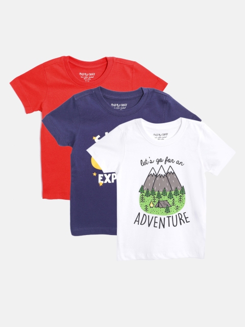 

Miss Chief Boys Pack of 3 Round Neck Pure Cotton T-shirts, White