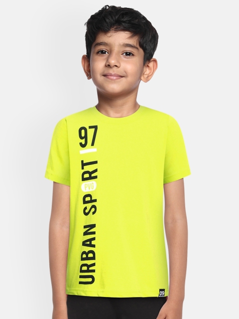 

Provogue Boys Green Pure Cotton Typography Printed Pure Cotton T-shirt