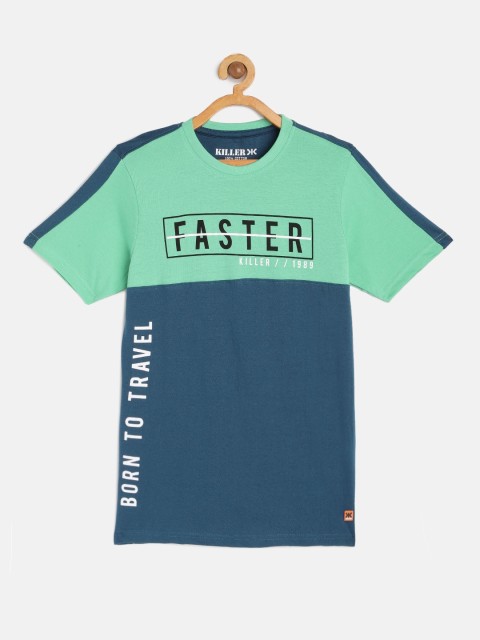 

Killer Boys Green Blue Printed Pure Cotton T-shirt