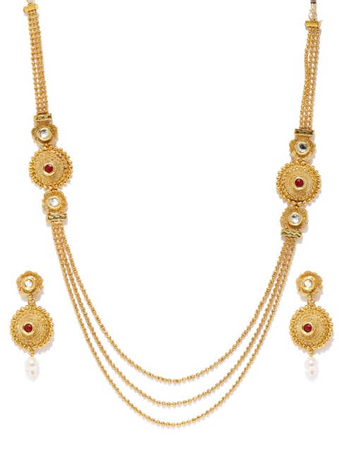 

Zaveri Pearls Gold-Toned Temple Jewellery Set