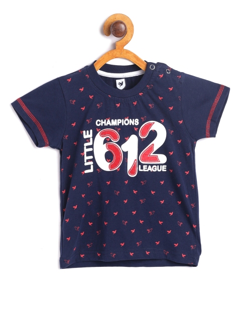 

612 league Boys Navy Blue & Red Printed Round Neck T-shirt