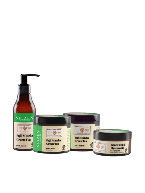 

Shizen Unisex Set of Green Tea Fuji Matcha Face Wash, Scrub, Face Pack & Face Cream