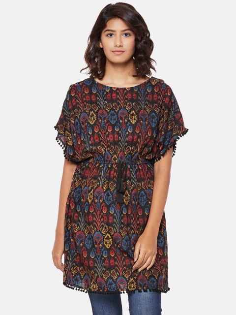 

People Women Black & Blue Printed Tunic