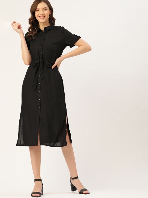 

DressBerry Black Solid Shirt Dress & Belt