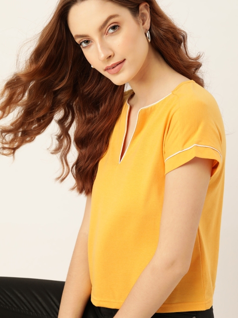 

DressBerry Yellow Solid Regular Top