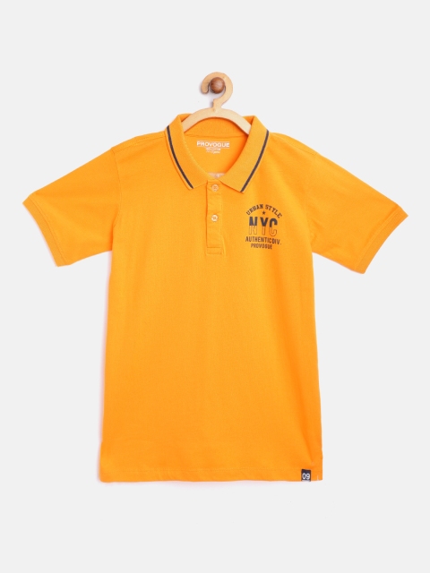 

Provogue Boys Orange Cotton Polo Collar T-shirt