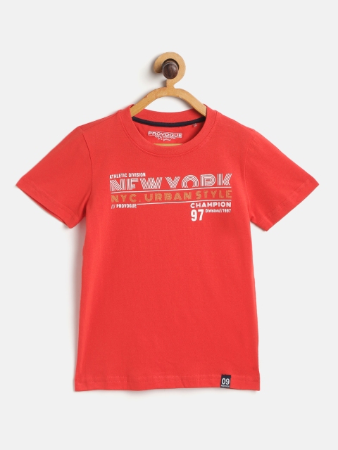 

Provogue Boys Red White New York Print Pure Cotton T-shirt