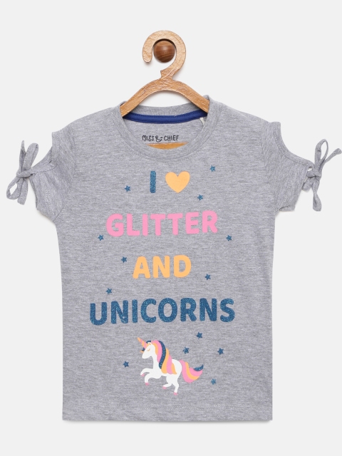 

Miss & Chief Girls Grey Printed Top