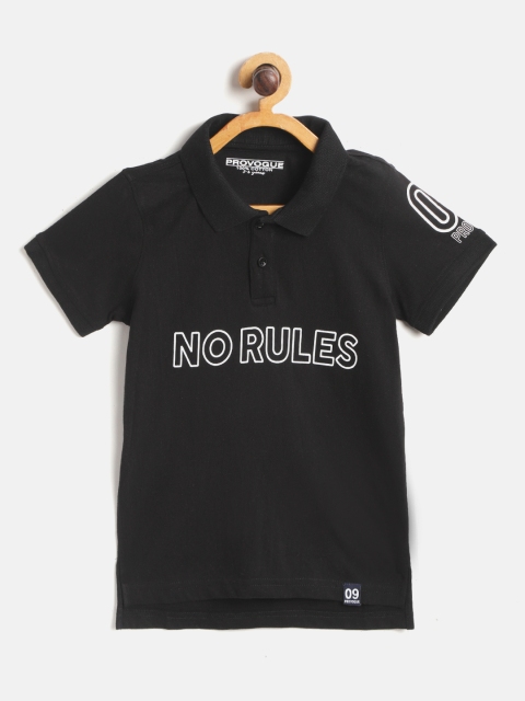 

Provogue Boys Black White Slogan Print Pure Cotton Polo Pure Cotton T-shirt