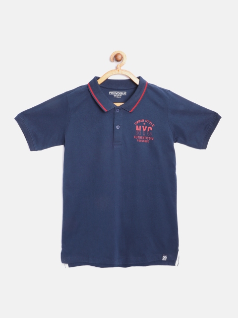 

Provogue Boys Navy Blue Cotton Polo Collar T-shirt