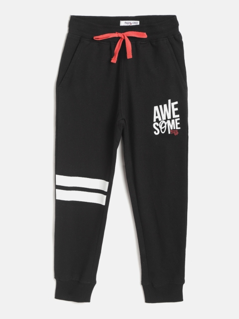 

Miss & Chief Boys Black & White Solid Pure Cotton Joggers
