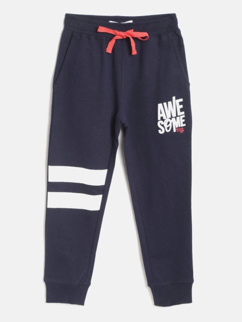 

Miss & Chief Boys Navy Blue & White Solid Pure Cotton Joggers