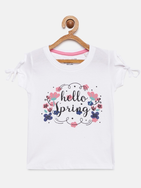 

Miss & Chief Girls White Printed Pure Cotton Top