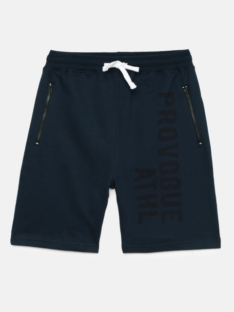 

Provogue Boys Navy Blue Mid-Rise Pure Cotton Regular Shorts