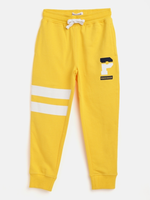 

Provogue Boys Mustard Yellow & White Typography Print Detail Pure Cotton Joggers