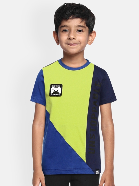 

Provogue Boys Blue Yellow Colourblocked Pure Cotton T-shirt