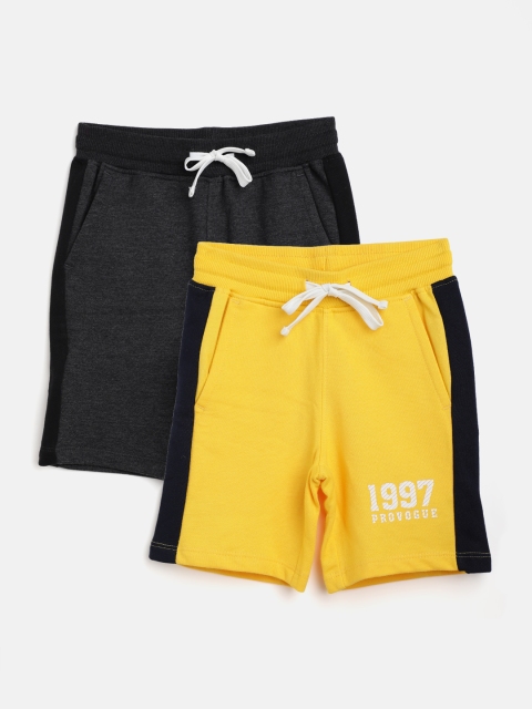 

Provogue Boys Pack of 2 Pure Cotton Regular Shorts, Yellow